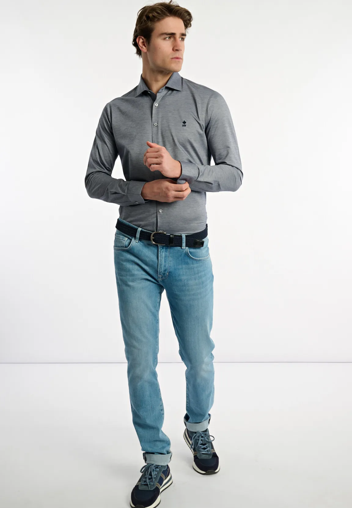 Outlet River Woods Slim fit technisch hemd grijs -