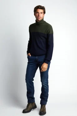 Best River Woods Slim fit trui met rolkraag in groen -