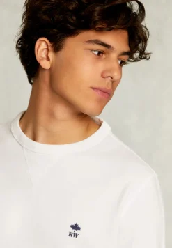 Online River Woods Slim fit trui ronde hals écru -