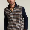 New River Woods Slim fit wollen trui navy/caramel mix -