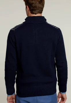 Discount River Woods Slim fit wollen trui navy/dark denim mix -