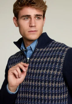 Discount River Woods Slim fit wollen trui navy/dark denim mix -