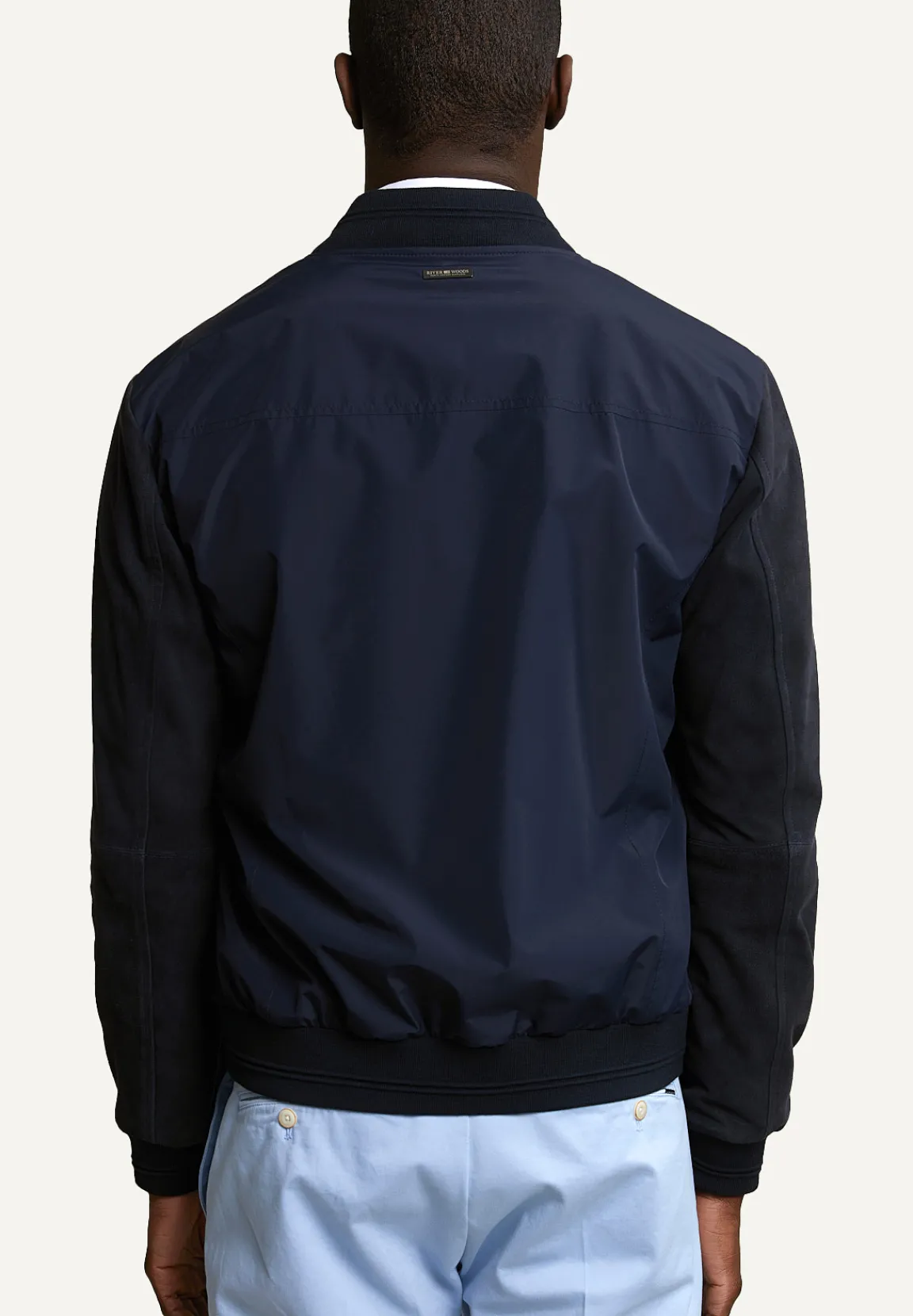 Discount River Woods Sportieve jas suède mouwen navy -