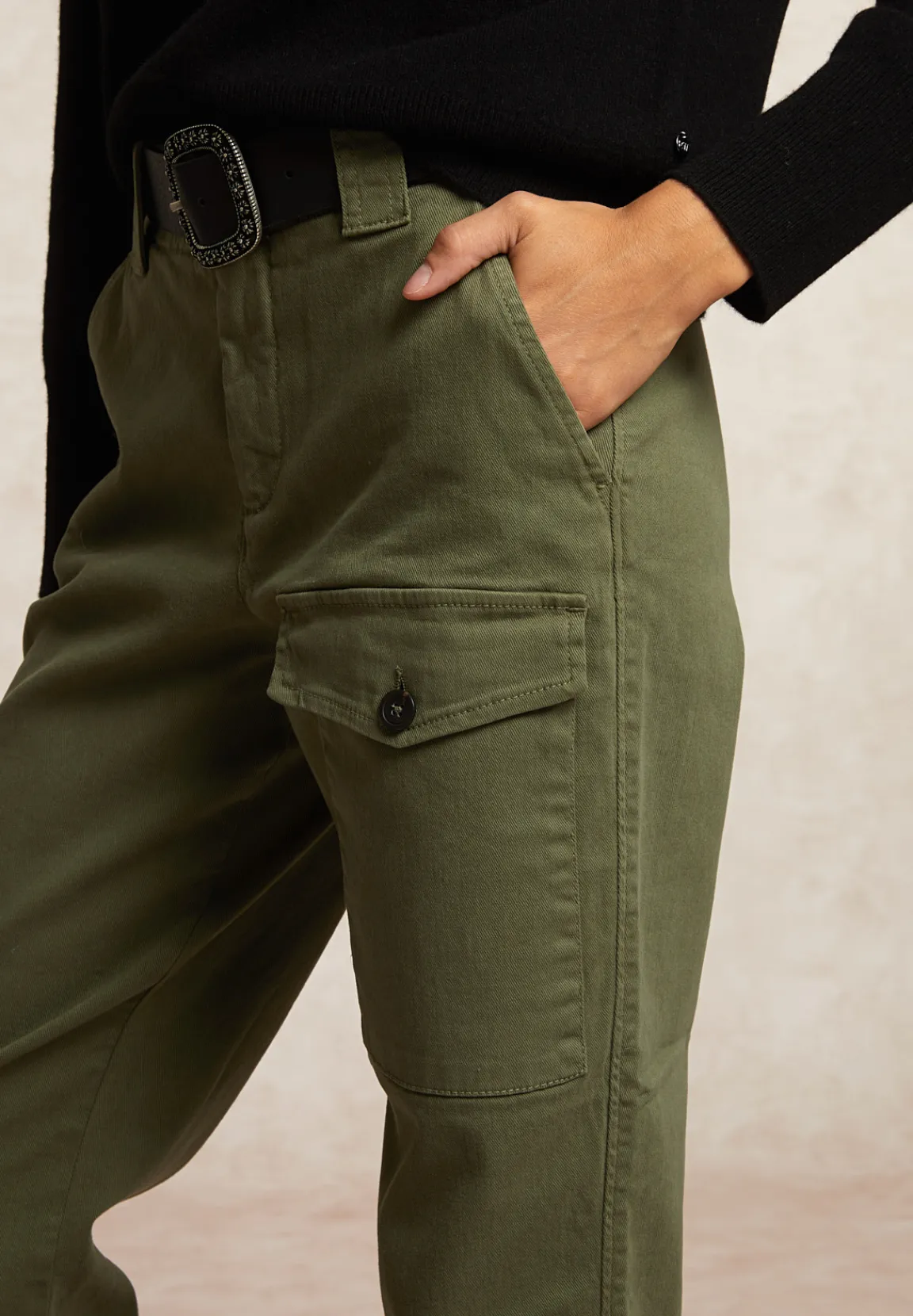 Outlet River Woods Stretch broek opgestikte zak kaki -