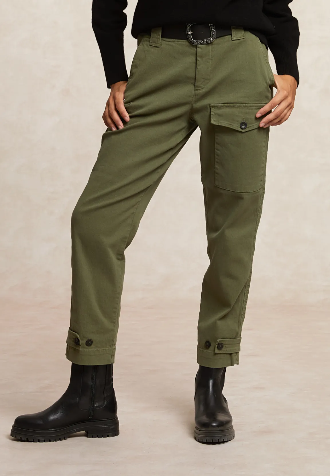Outlet River Woods Stretch broek opgestikte zak kaki -