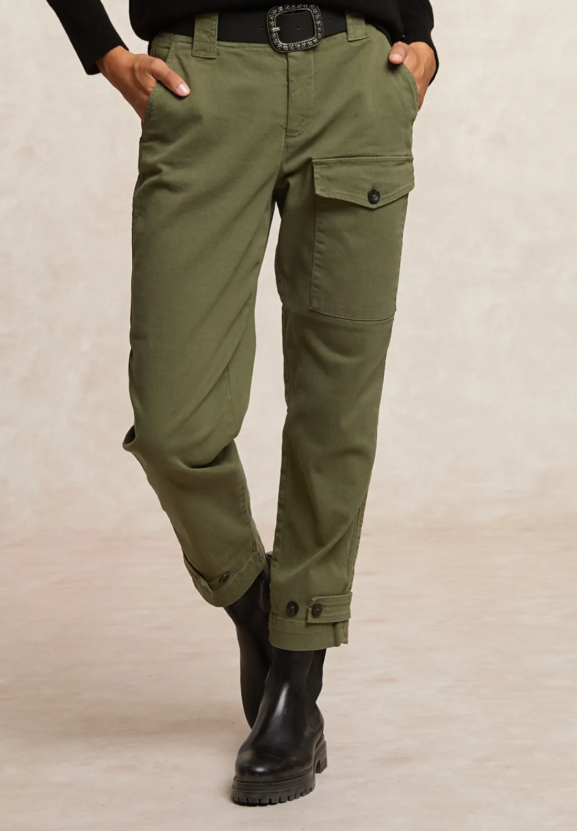 Outlet River Woods Stretch broek opgestikte zak kaki -