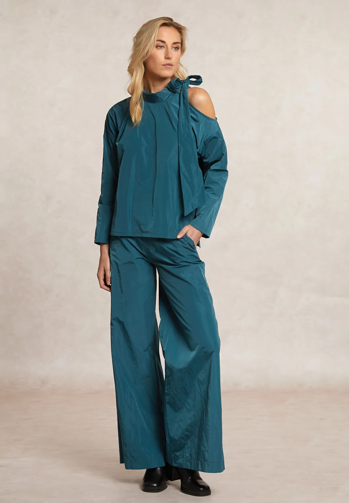 Outlet River Woods Taffeta blouse met strik groen -