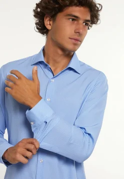 Discount River Woods Technische stretch gestipt hemd blauw -