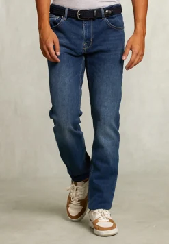 New River Woods Tight fit 5-pocket jeansbroek stone -