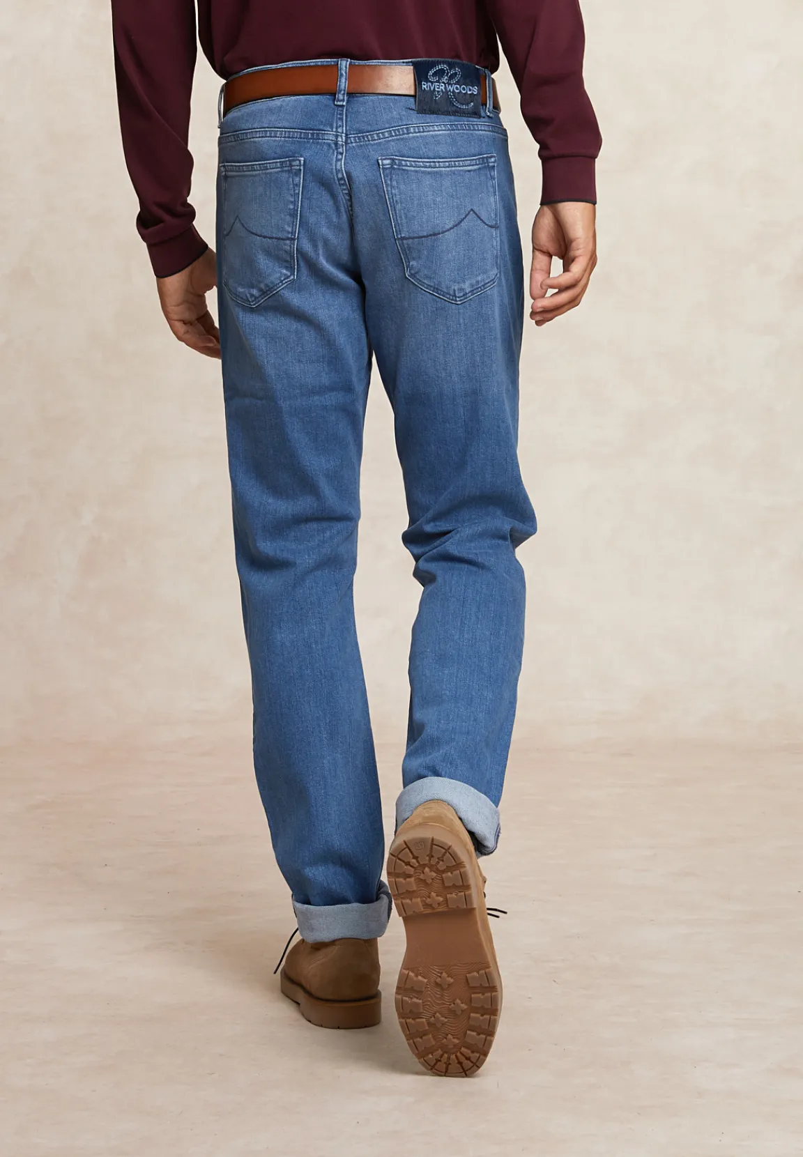 Online River Woods Tight fit stretch jeansbroek 5-zakken light stone -