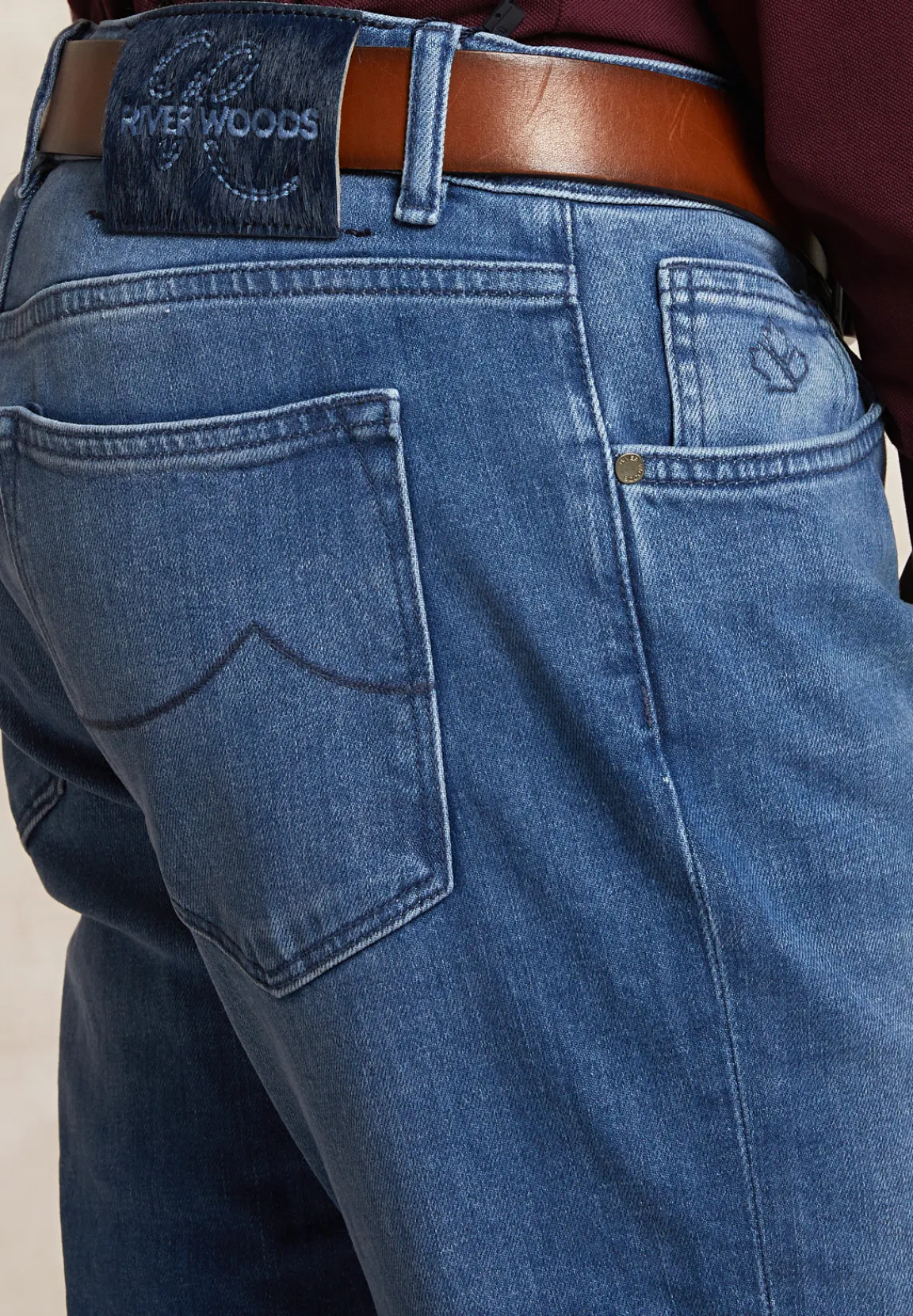 Online River Woods Tight fit stretch jeansbroek 5-zakken light stone -