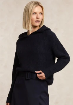 Clearance River Woods Trui met capuchon wol-alpaca blauw -