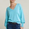 Fashion River Woods Turquoise V-hals trui lange mouwen -