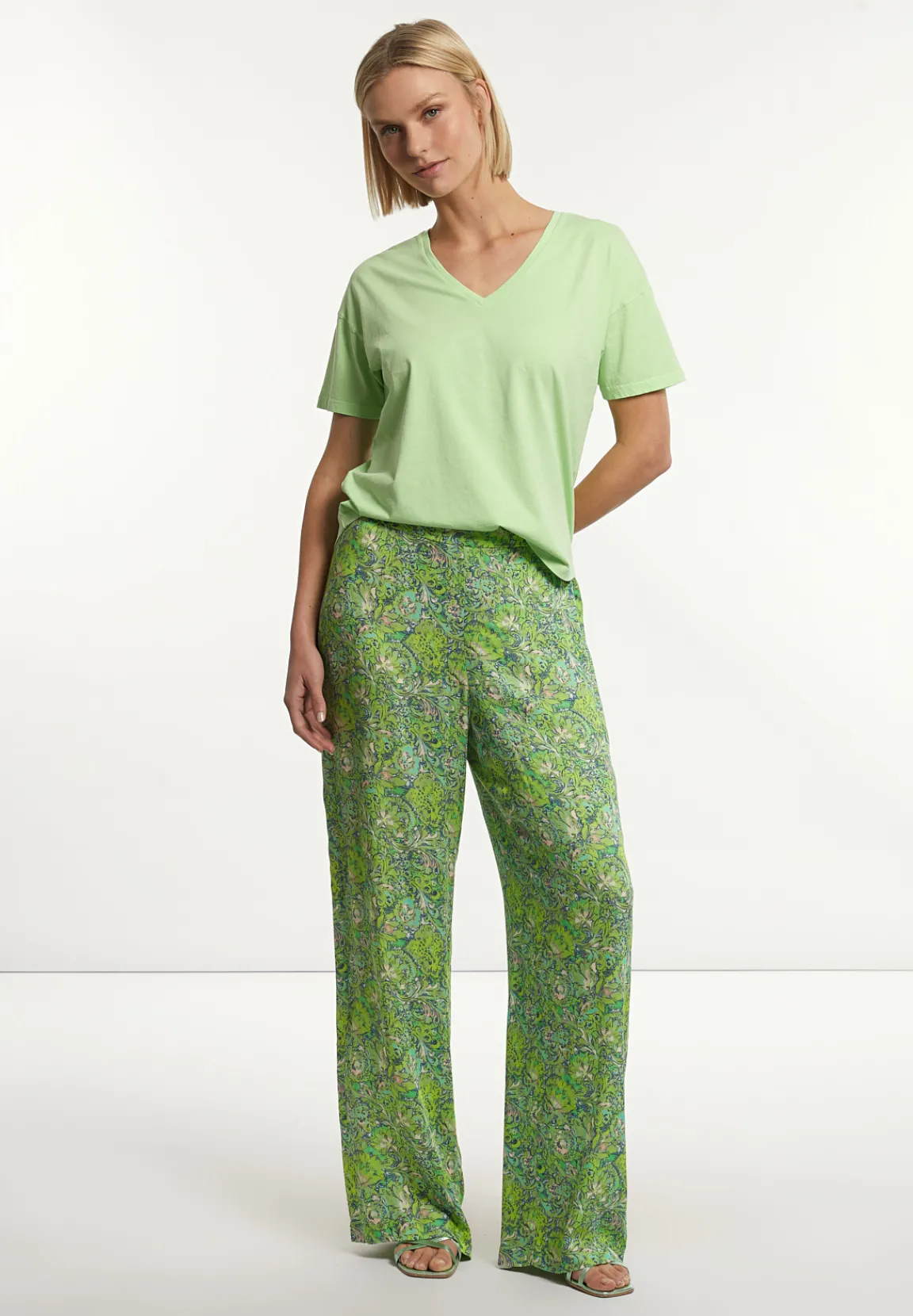 Sale River Woods Viscose fantasiebroek groen -