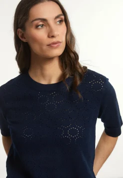 Discount River Woods Viscose fantasietrui ronde hals 3/4 mouwen navy -