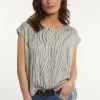 Fashion River Woods Viscose gestreepte mouwloze blouse zwart/wit -