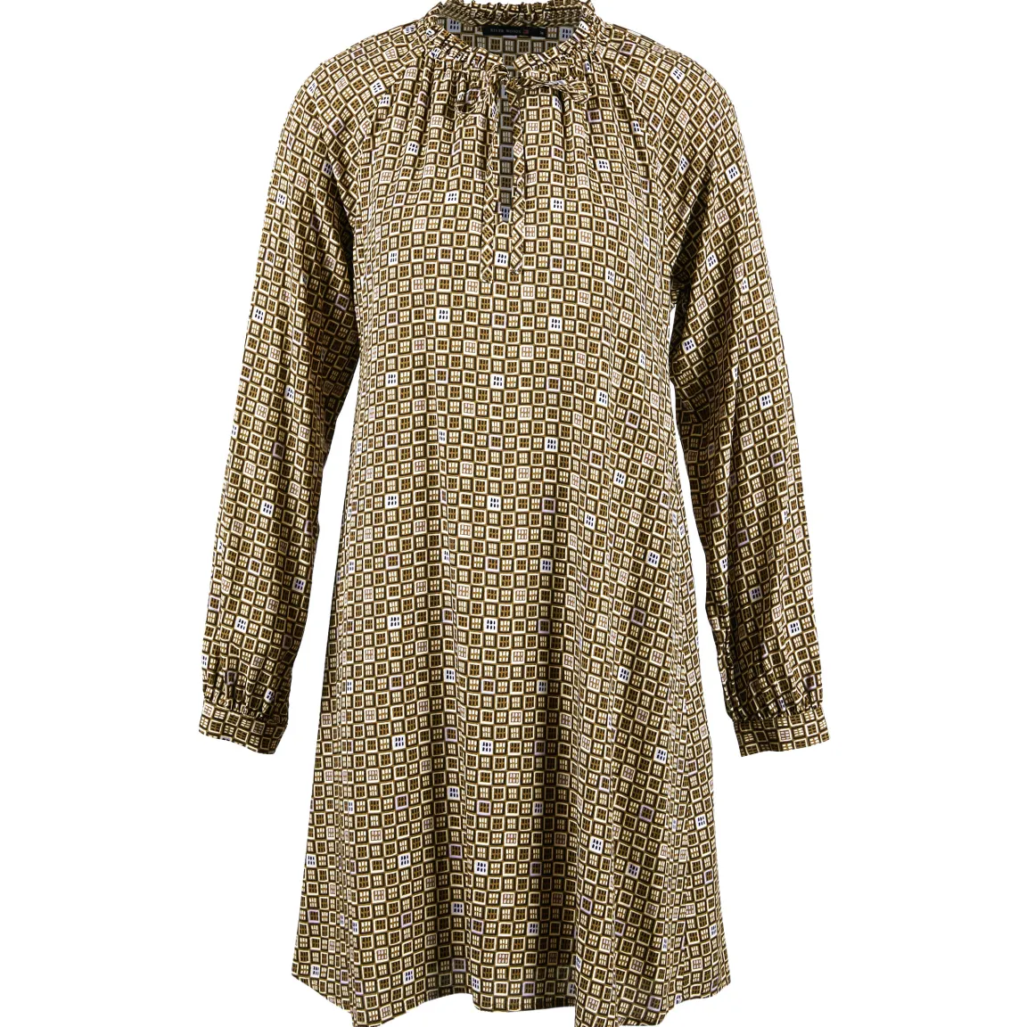 Discount River Woods Viscose jurk met kraag met ruffles in multi -