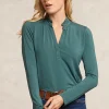 Discount River Woods Viscose T-shirt ruffelkraag groen -