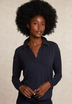 Online River Woods Viscose V-hals blouse glitter detail navy -
