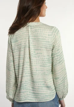 Fashion River Woods Viscose V-hals fantasieblouse écru/groen -