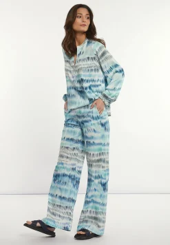 Outlet River Woods Viscose wijde fantasiebroek blauw -