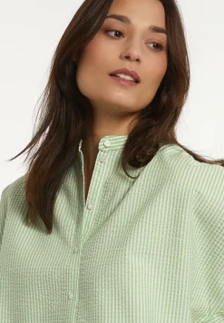 Clearance River Woods Viscose wijde gestreepte blouse groen/wit -