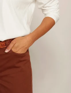 Best River Woods Wijde cropped broek in katoen in bruin -