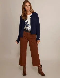 Best River Woods Wijde cropped broek in katoen in bruin -