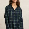 Online River Woods Wijde geruite blouse blauw/kaki -
