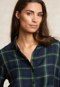 Online River Woods Wijde geruite blouse blauw/kaki -