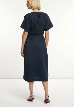 Discount River Woods Wijde jurk met riem korte mouwen navy -