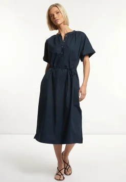 Discount River Woods Wijde jurk met riem korte mouwen navy -