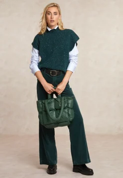 Sale River Woods Wijde ribfluwelen broek hoge taille groen -
