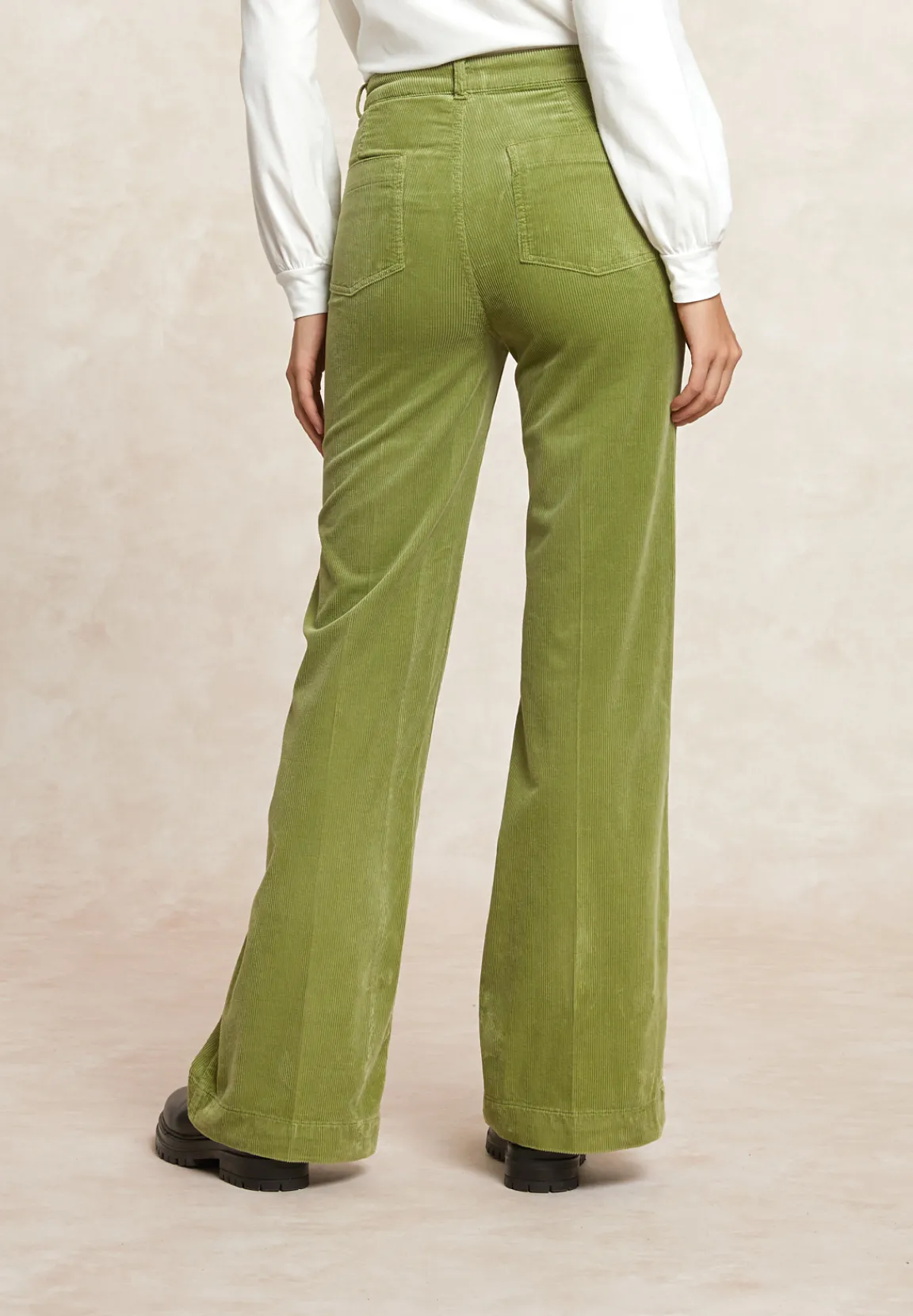 Discount River Woods Wijde ribfluwelen broek hoge taille olijfgroen -