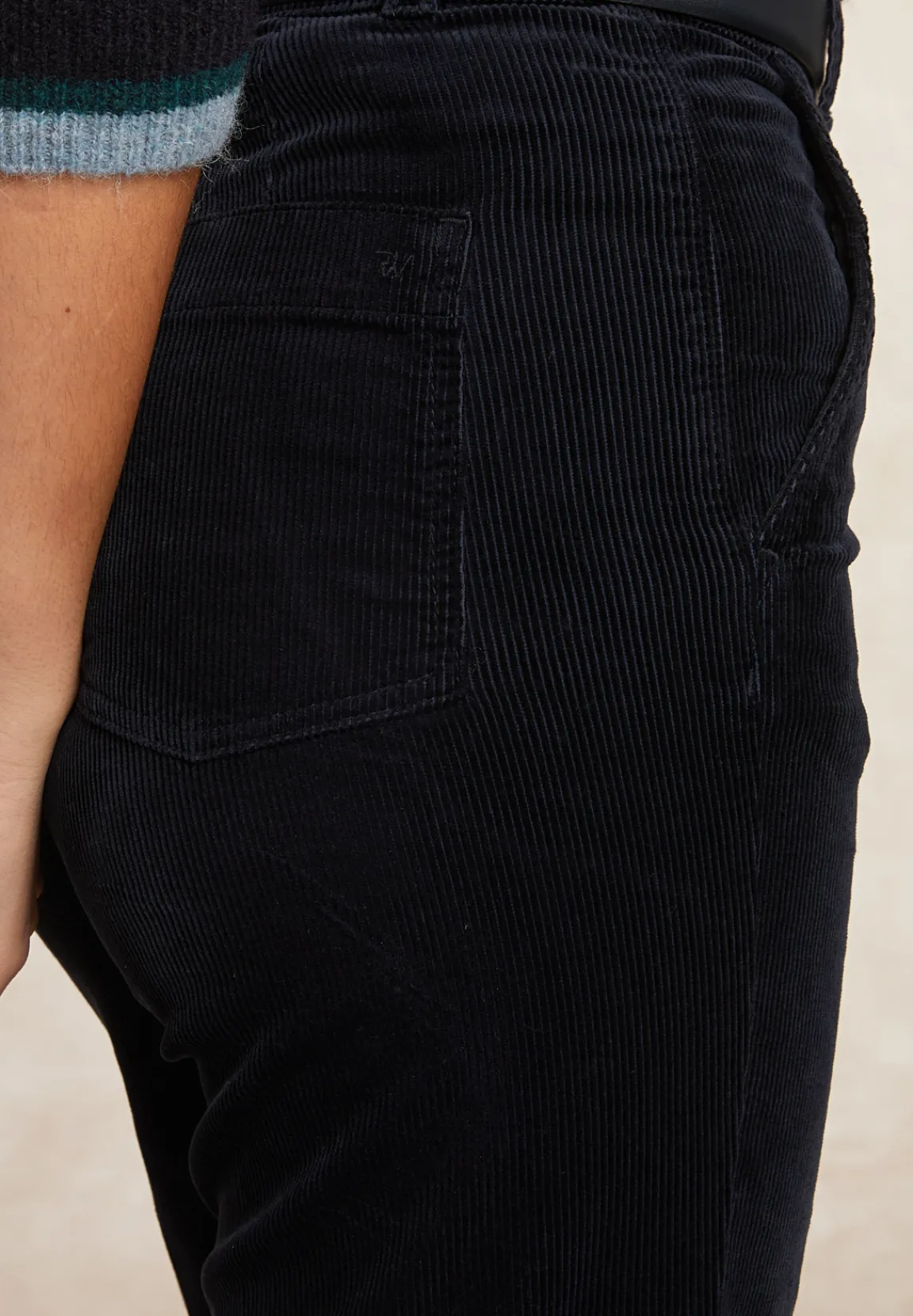 Discount River Woods Wijde ribfluwelen broek hoge taille navy -