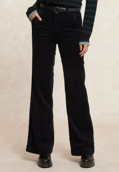 Discount River Woods Wijde ribfluwelen broek hoge taille navy -