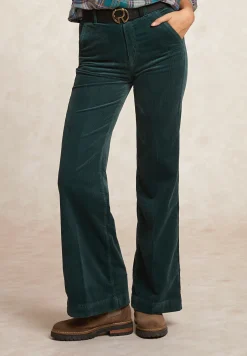 Sale River Woods Wijde ribfluwelen broek hoge taille groen -