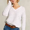 Fashion River Woods Witte ajour V-hals trui -