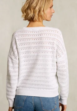 Fashion River Woods Witte ajour V-hals trui -