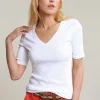 Hot River Woods Witte basic V-hals T-shirt 1/2 mouw -