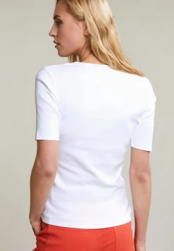 Hot River Woods Witte basic V-hals T-shirt 1/2 mouw -
