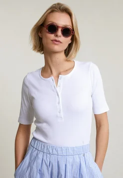 Outlet River Woods Witte geribde T-shirt korte mouwen -