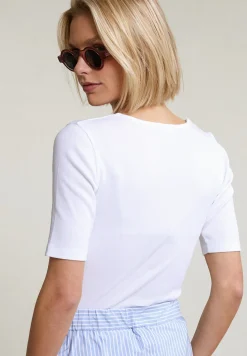 Outlet River Woods Witte geribde T-shirt korte mouwen -