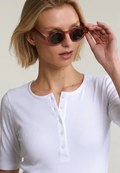 Outlet River Woods Witte geribde T-shirt korte mouwen -