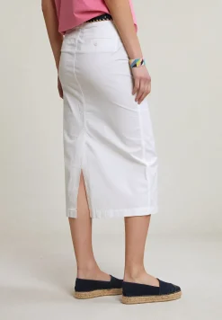 Fashion River Woods Witte stretch midirok met split -