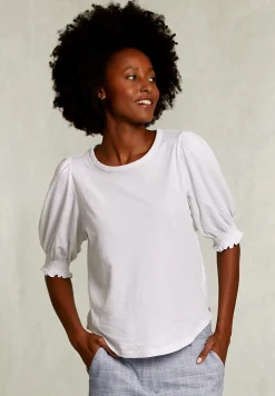Online River Woods Witte T-shirt 3/4 mouwen met smock -