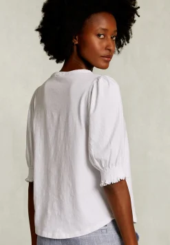 Online River Woods Witte T-shirt 3/4 mouwen met smock -