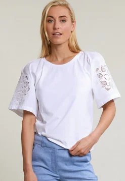 Best River Woods Witte T-shirt geborduurde korte mouwen -