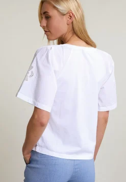 Best River Woods Witte T-shirt geborduurde korte mouwen -