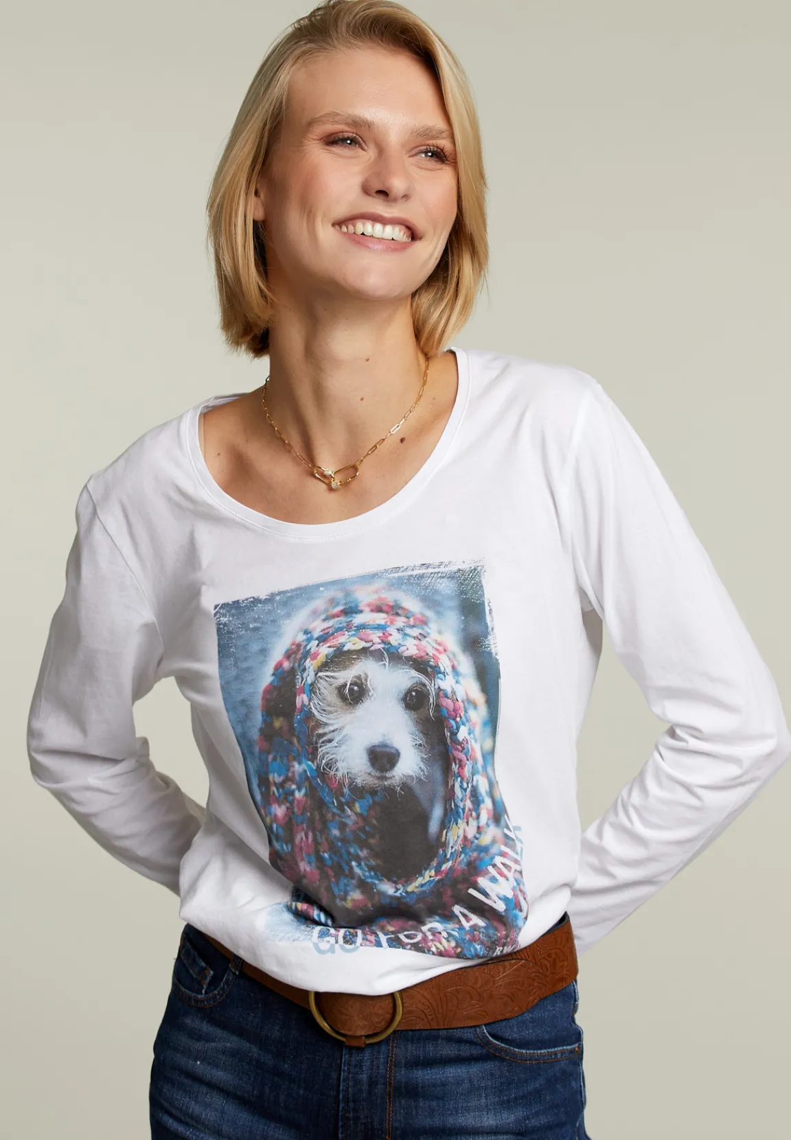 Fashion River Woods Witte T-shirt ronde hals -